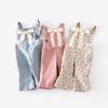 Autumn 2025 Girls' Floral Bow Overalls - Korean Style Flared Pants for Babies