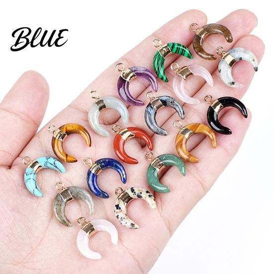 DIY Pendant Charm Gold-Plated Edging Crescent Horn Design Natural Imitation