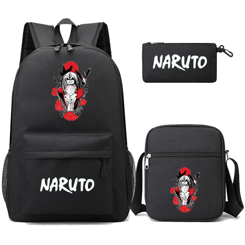3 шт./компл. рюкзак аниме Наруто с сумкой на плечо, пенал для мальчиков и девочек, сумка для книг, рюкзак для мужчин и женщин, дорожная сумка для отдыха, рюкзак