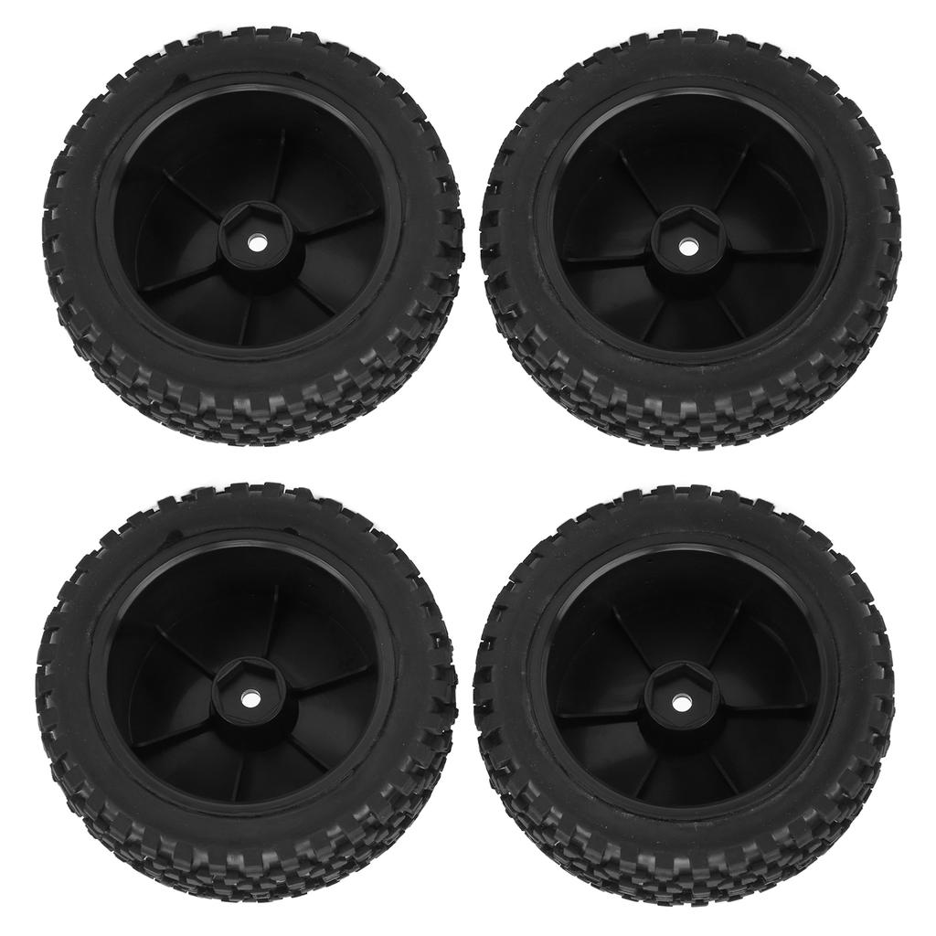4pcs RC Front Rear Tires and Wheels with 12mm Hex for 1/10 RC Off Road Car Upgrade PartsBlack