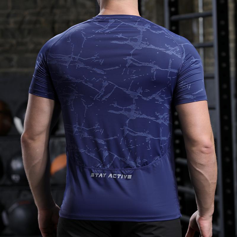 Men's Ice Silk Sports T-shirt Dry Fit Breathable Thin Round Neck Shirts Tops Fitness Running Short Sleeves Elasticity Tracksuit