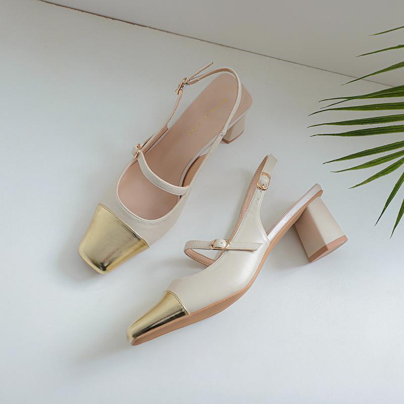 Сандалии Baotou на высоком каблуке, женские, весна/лето 2024 г., с ремешком сзади, квадратной формы, модные женские туфли, дизайнерские сандалии