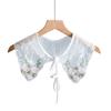 False Collar Dickey Collar Pink Rose Embroidery Collar Venise Lace Up Neckline Easy To Wear Detachable Collar Women