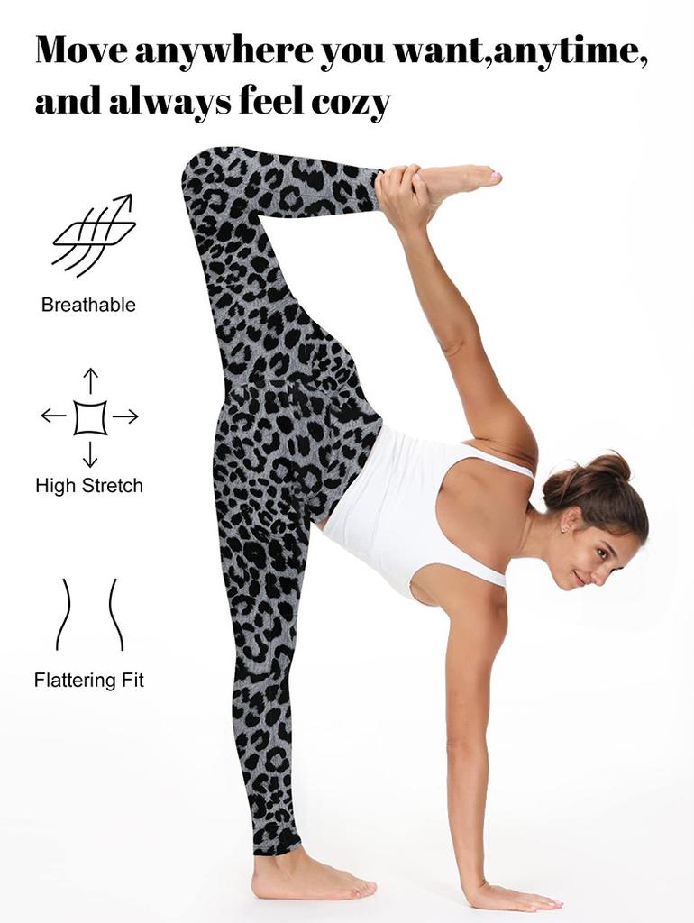Sports Yoga Long Pants Fashionable Slim-fit Pocket Leopard-print Fitness Leggings High-waisted Butt-lifting Leggings