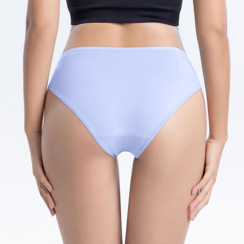 Women's Oversized Buttocks, Solid Cotton Mid Waist, Breathable Underwear