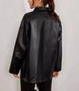 Genuine Lambskin Leather Stylish BLACK Women's Shirt Casual Fashion Party Wear