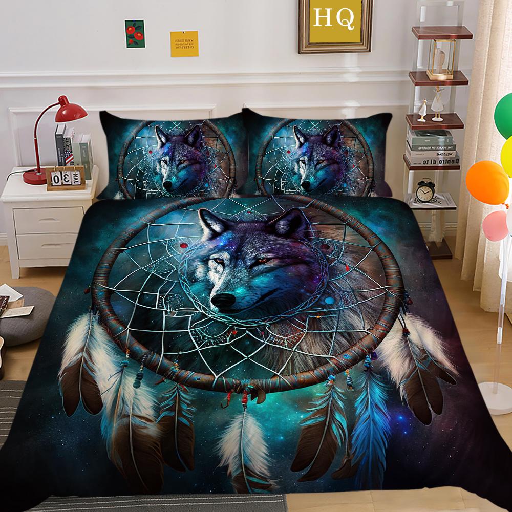 Комплект одеял с 3D принтом волка, двойной размер, покрывала из микрофибры, модный домашний текстиль для мальчиков и подростков