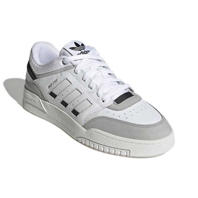 Adidas Originals Drop Step Low Leather Suede Low-Top Sneakers Unisex Sneakers White Gray GV9294