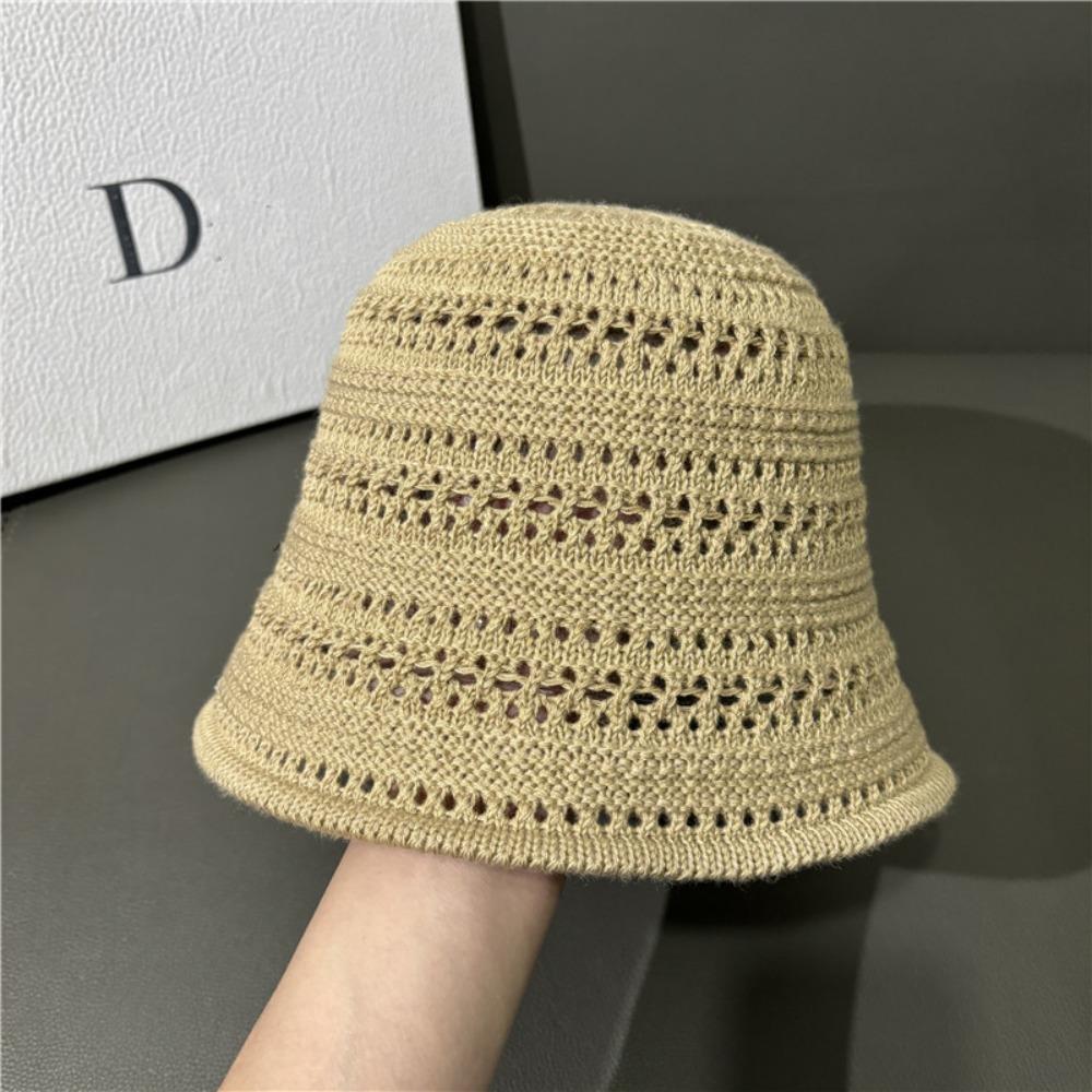 Вязаная шляпа от солнца с широкими полями, ажурная пляжная кепка, повседневная рыбацкая шляпа