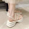 Beach Roman Sandals Women's Summer Wear Muffin Thick-soled High-heeled Cool Slippers 2025 New with Skirt One-word Drag