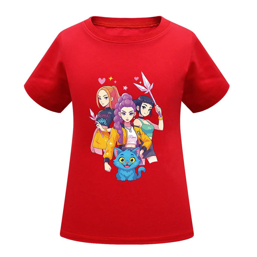 Kids Girls Anime Cartoon K-POP Rumi Zoey Mira Printed Casual Short Sleeves T-Shirt Top