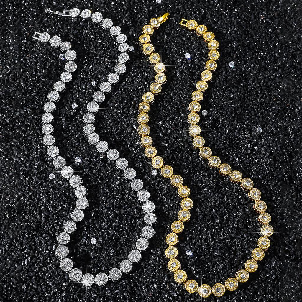 Мужское 8-миллиметровое круглое хип-хоп ожерелье с бриллиантовой вышивкой