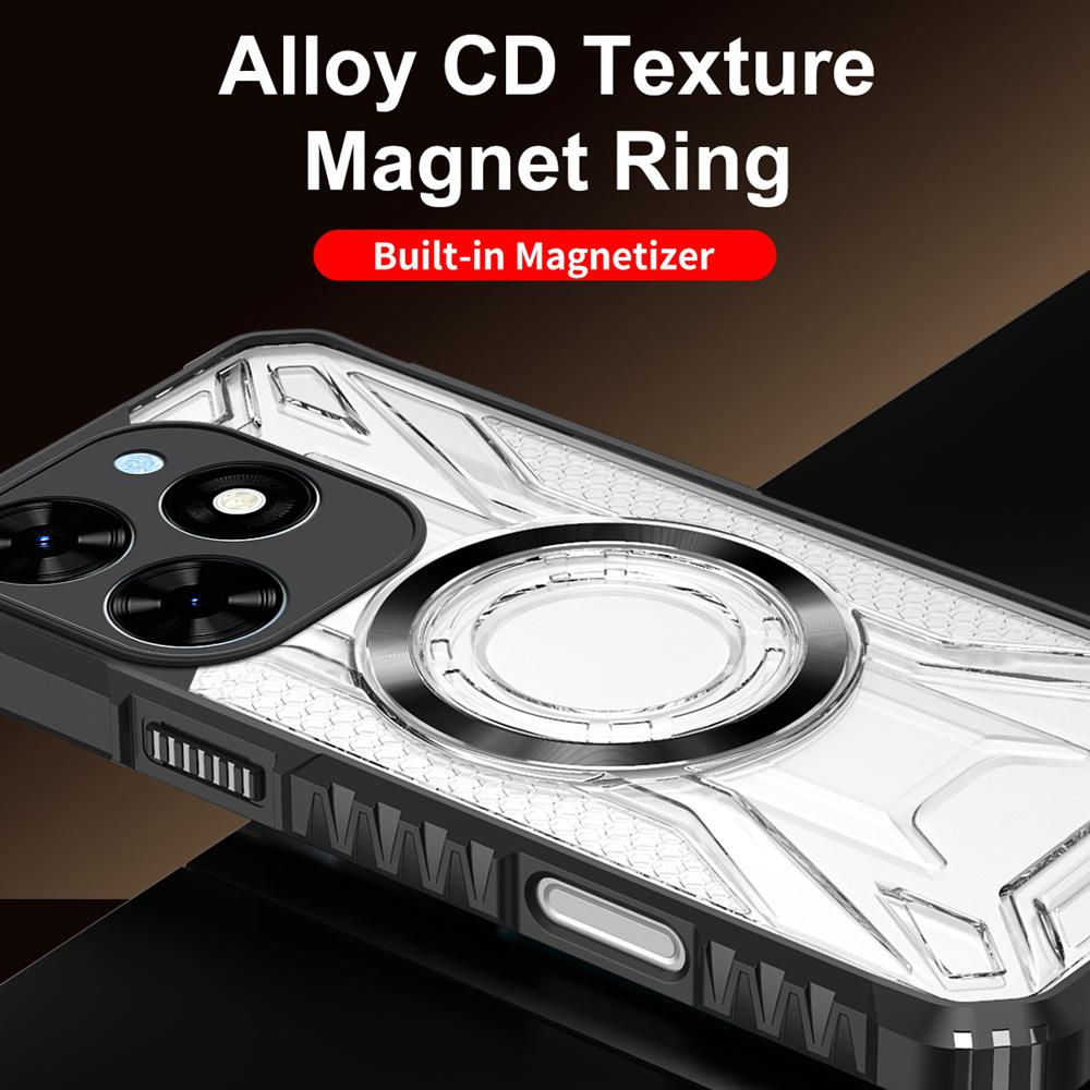 KEYSION Прозрачный магнитный чехол для Redmi Note 14 5G Мягкий силикон+ПК Сверхпрочный противоударный чехол на заднюю панель телефона для Redmi Note 14 4G