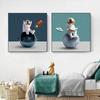 Astronaut Travel Space Canvas Painting Posters and Prints Modern Cartoon Wall Art Pictures for Home Kids Nursery Room Decor