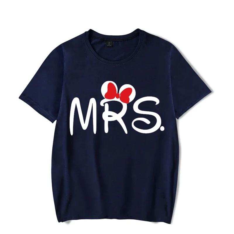 Mouse Cartoon MR MRS Print Couple TShirt Summer Short Sleeve Tee Shirt Letter Print T Fashion Casual Loose Lovers T Shirt Unisex