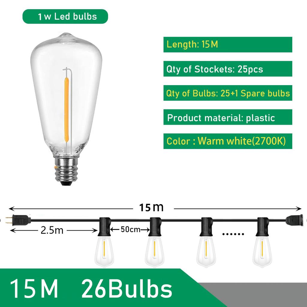 Гирлянда ST38 светодиодный глобус гирлянда наружная гирлянда с регулируемой яркостью для рождественской вечеринки декор сада гирлянда лампа уличная патио задний двор