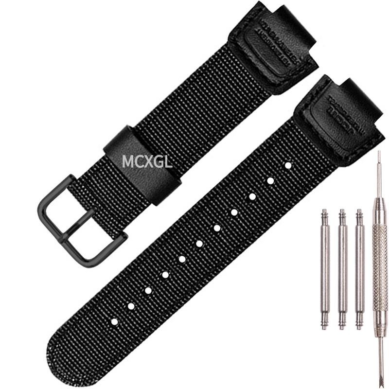 16 мм Нейлоновый кожаный ремешок Подходит для Casio DW5600 GA110 GA2100 AWG-M100 GA-700 Мужские наручные часы для активного отдыха Аксессуары