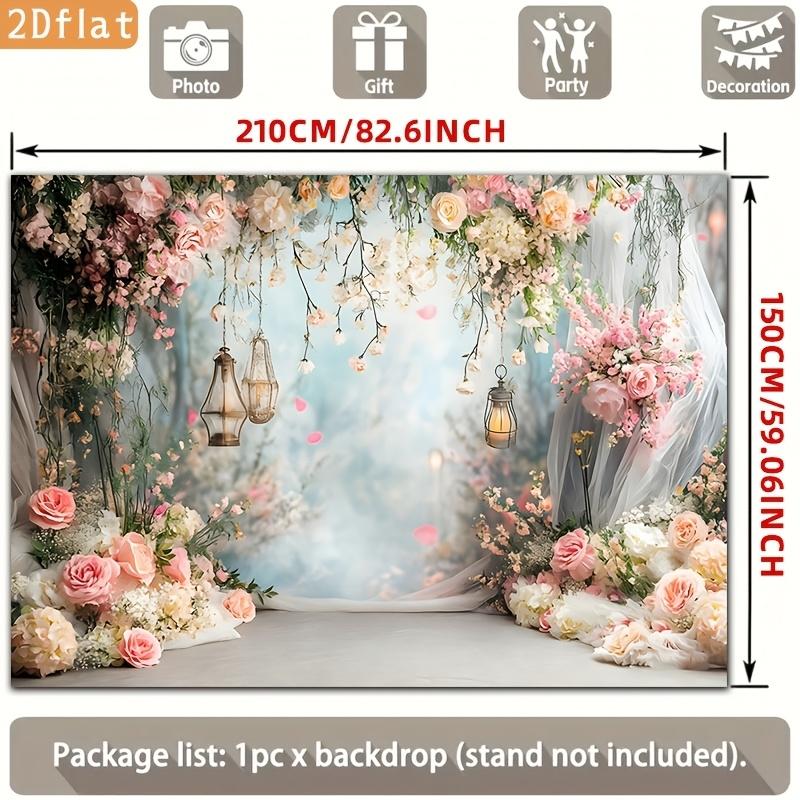 1 piece 2D flat party banner polyester backdrop with delicate floral vintage wall covering for wedding room decoration wsj