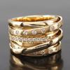 Popular Gold Color Multilayer Winding Inlaid Crystal Rhinestone Zircon Female Metal Ring for Women Party Zircon Accessories