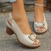 New Plus-size Shoes, Thick-heeled High-heeled Fish-mouth One-shoulder Sandals for Women