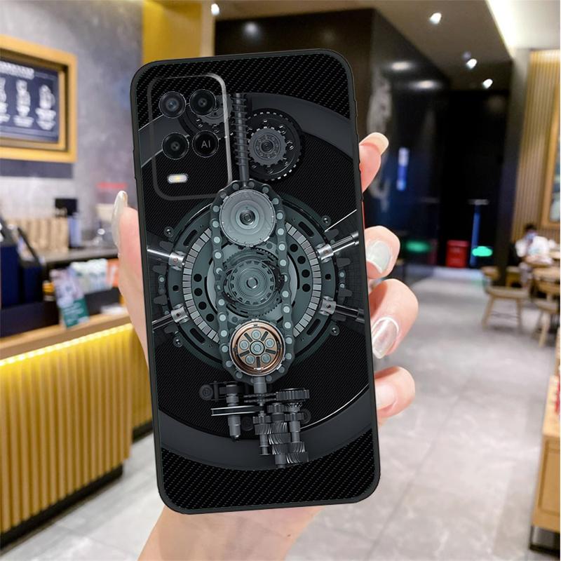 Steampunk Style Gears Levers Engine Case For Oppo A96 A76 A16 A17 A18 A60 A80 A40 A38 A58 A78 A98 A94 A74 A54 A15 A57 A77 A5 Pro