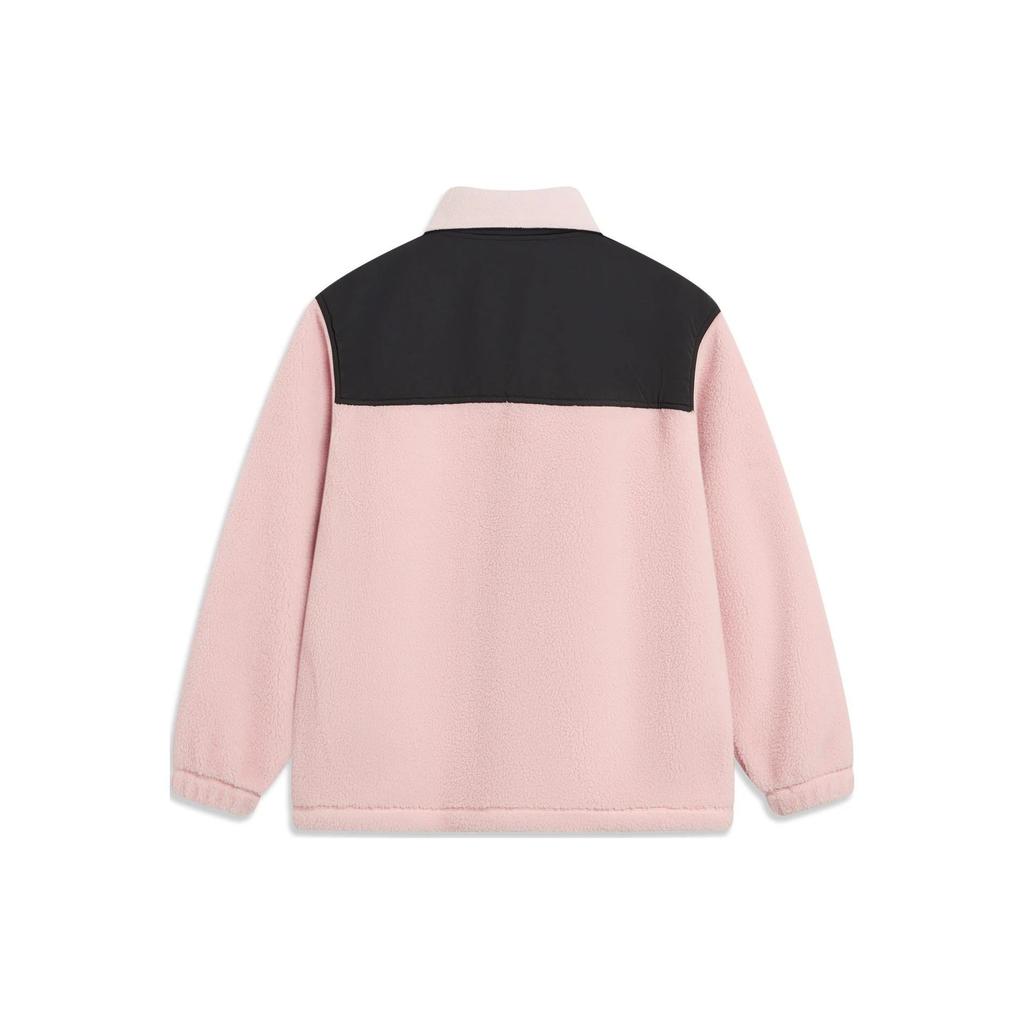 Li Ning Sports Lifestyle Series Color Block свободная флисовая теплая трикотажная куртка Dopamine унисекс куртка светло-розовая AFDT841-2