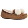 UGG Кожаные туфли на плоской подошве с бантом Pom Pom женские туфли на плоской подошве каштаново-коричневые 1138651-CHE