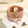 Boho Multi Layer Leather Bracelet for Women Jewelry Cupid Heart Magnet Buckle Holiday Gift