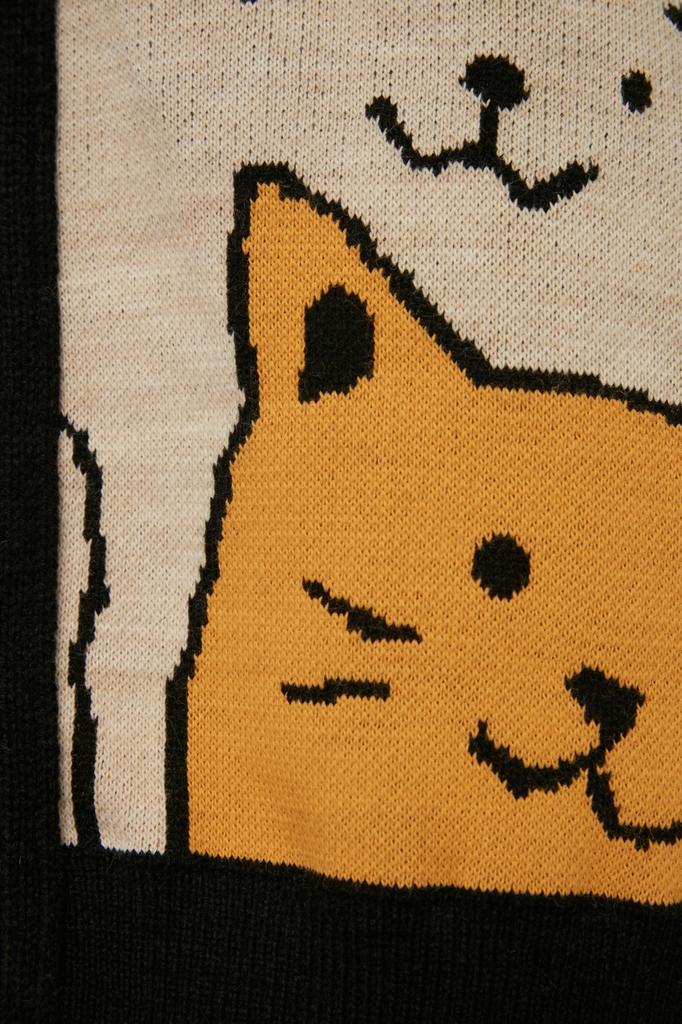 Женская мода, новый кардиган в хиджабе, трикотажный кардиган цвета индиго с животным рисунком