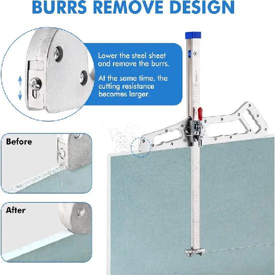 Aluminum alloy Drywall Cutting Tool, Foldable Drywall Cutter, Hand Push gypsum Board Cutter, with 10pcs Spare Blades