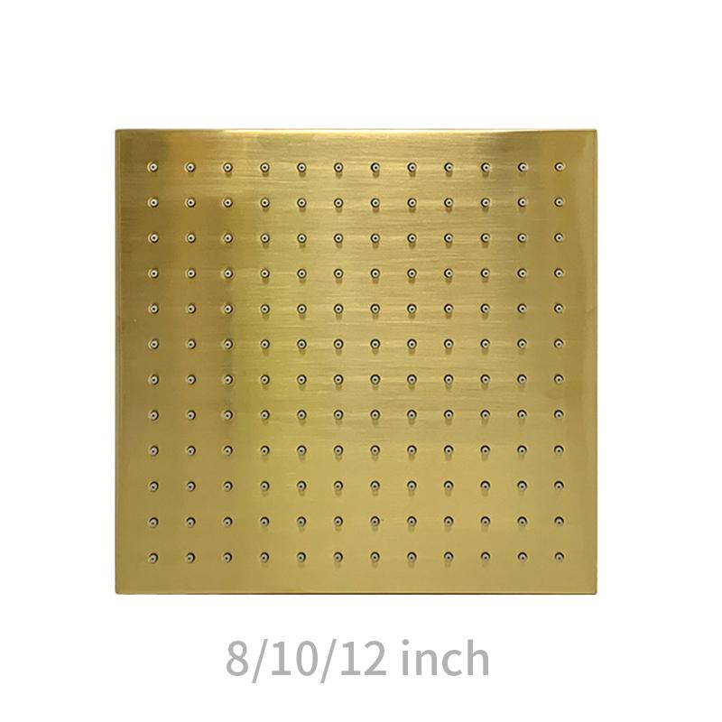 Free Sample Brass Square Brushed Gold Handheld Shower Head with Arm High Pressure Water Saving Easy Installation