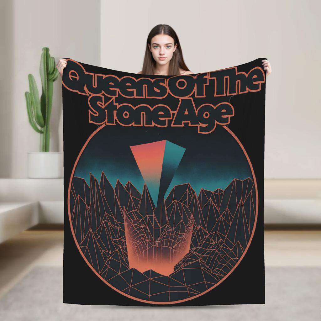 Плед с изображением музыкальной группы Queens of the Stone Age Американская рок-музыка Теплый плюшевый плед для улицы Фланелевая простыня Покрывало для кровати