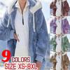 Trend Women's Fashion Jacket Hooded Winter Warm Plush Loose Jacket for Women Patchwork Winter Outerwear Faux Fur Zipper Ladies Parka Coat Plus Size