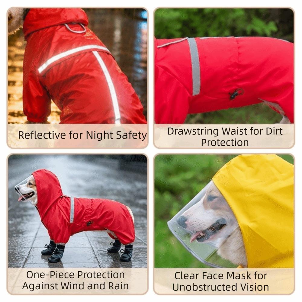 Windproof Dog Rain Cloak Reflective Pet Waterproof Cloak Dog Jacket Dog Poncho Outdoor Walking