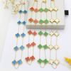 10 Flower Sweater Chain Double Sided Clover Necklace Light Luxury Fashion Flower Pendant Collar Chain Necklace