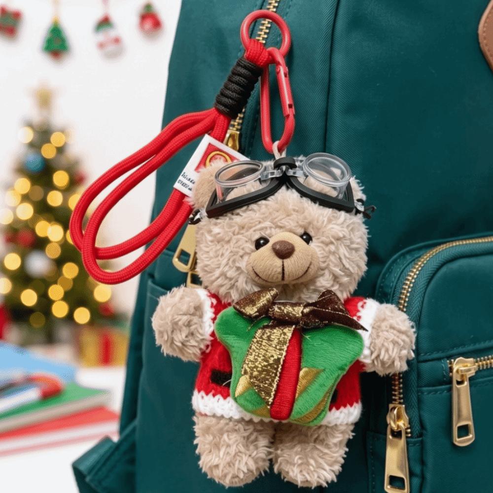Soft Goggles Bear Keychain Holiday Clothes Xmas Bag Charm Christmas Plush Pendant Couples Keepsake