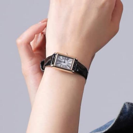 Солнечные часы, сделанные в Японии, ремень LeClair PARALLELA из натуральной крокодиловой кожи [LCREA] для женщин LC2101-SSCBK