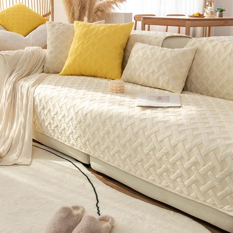 Подушка для дивана из хлопка Four Seasons Universal Sofa Cover для гостиной Нескользящие мягкие простые чехлы для диванов Домашние диваны Полотенце