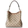 Gucci Сумка-ведро с логотипом GG, съемный регулируемый плечевой ремень, женские сумки, бежевый, темно-коричневый 815118-FAD6L-9758