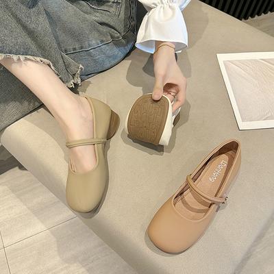 Новый стиль туфли с круглым носком, с мелким вырезом, в стиле ретро, универсальные, на толстом каблуке