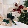 Рождественская блестящая ткань Пуансеттия Цветы 11 дюймов Большие Искусственные Цветы с Пайетками Рождественские Украшения для Вечеринки Елка Венок Гирлянда Декор