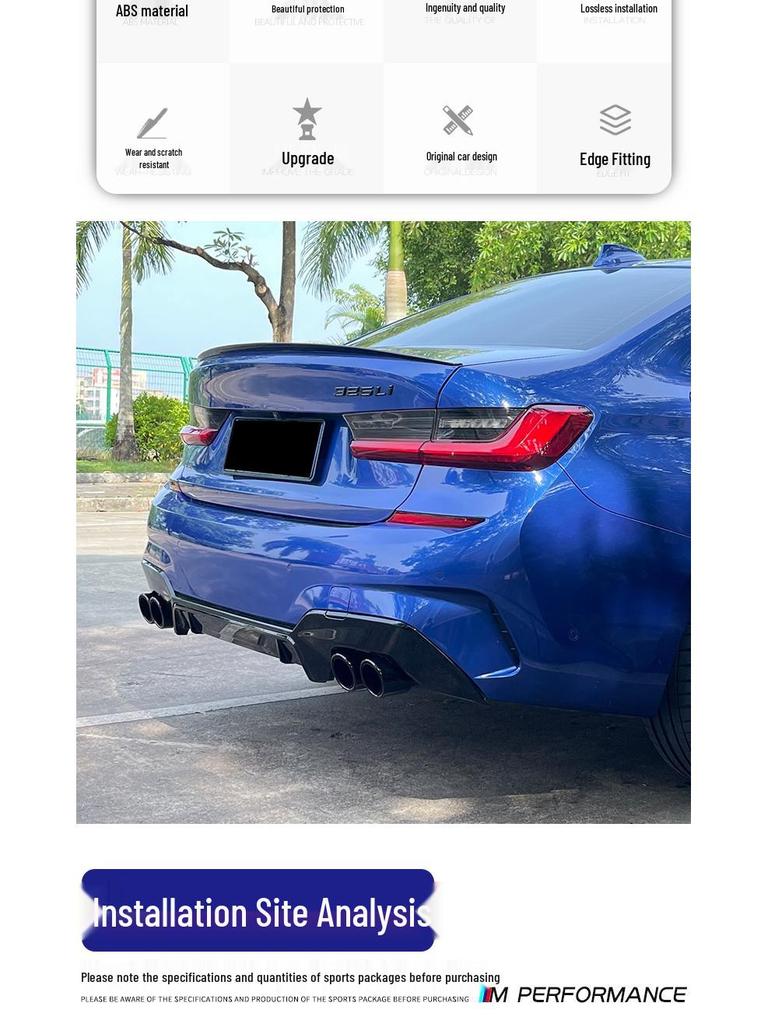 Комплект переднего сплиттера и бампера для BMW 3 серии 20-25 - Черный MP