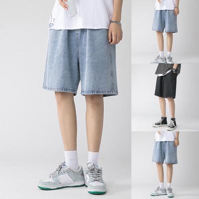 Мужские летние повседневные однотонные свободные брюки с завязками в стиле ретро, ​​повседневные брюки с пятью точками, мужские шорты