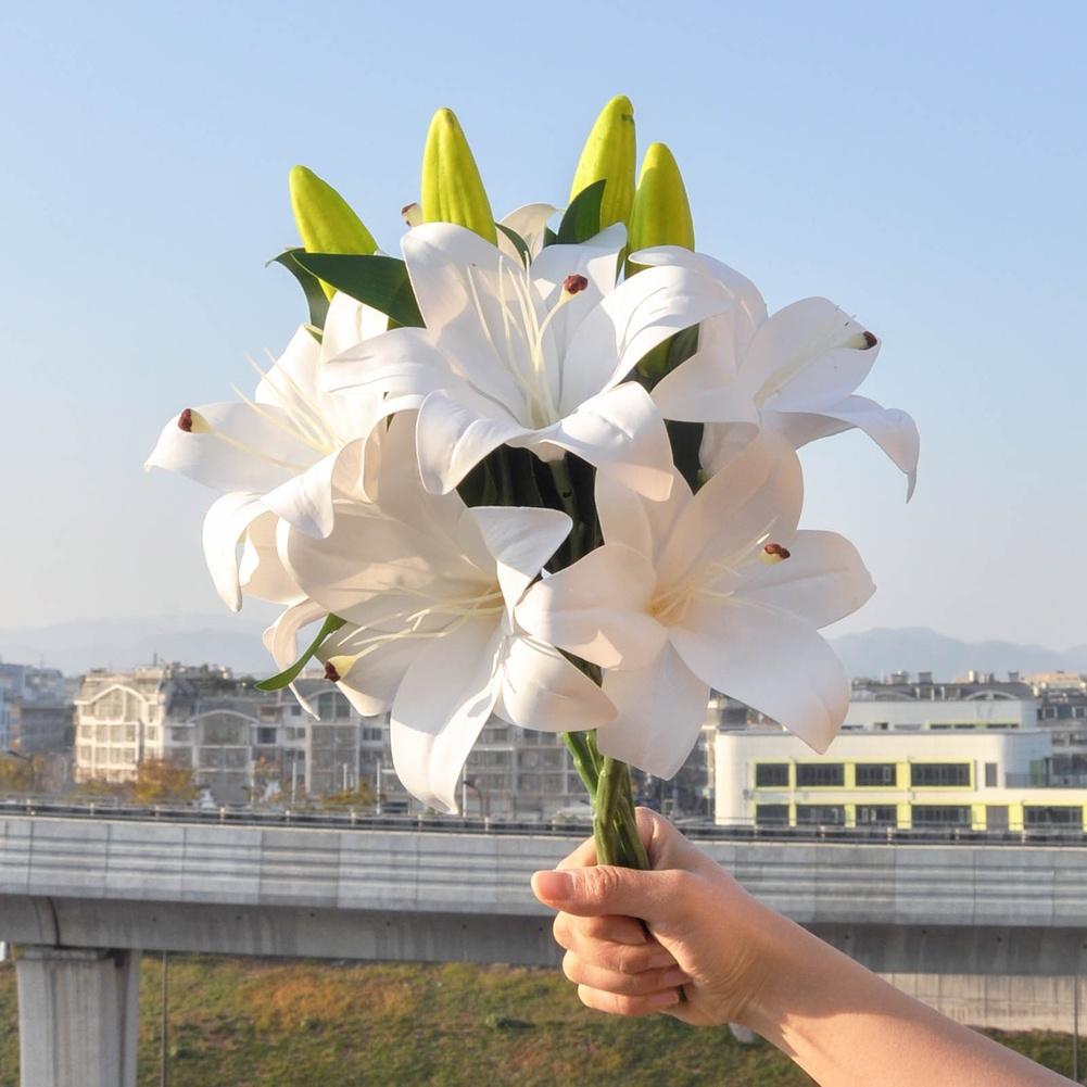 Wedding Decoration Artificial Lily for Outdoor Photo Shoots Home Interior Styling Office Display Realistic Silk Floral Prop