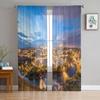 Toledo Spain Town Skyline On The Tagus River Chiffon Sheer Curtains for Living Room Bedroom Decor Window Voiles Tulle Curtain
