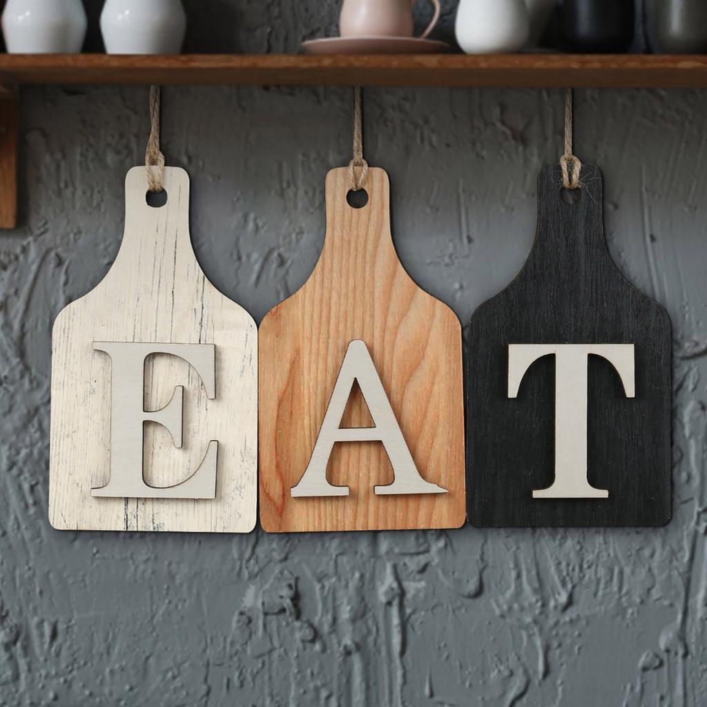 Hanging Eat Sign for Kitchen Wall Decor - Kitchen Wall Art Decor Farmhouse Decorations for Wall, Rustic Eat Signs for Dining Room, Multicolor