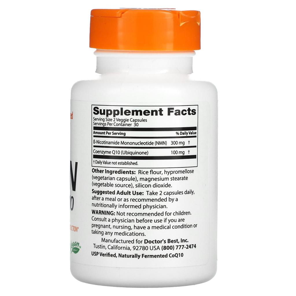 Doctor's Best NMN 150mg + CoQ10 50mg, 60 Veggie Capsules