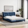 VidaXL Bed Frames with LED Lights, Double Bed with Headboard Cushion, Adult Bed, Bedroom Furniture, Modern, Blue 3213717
