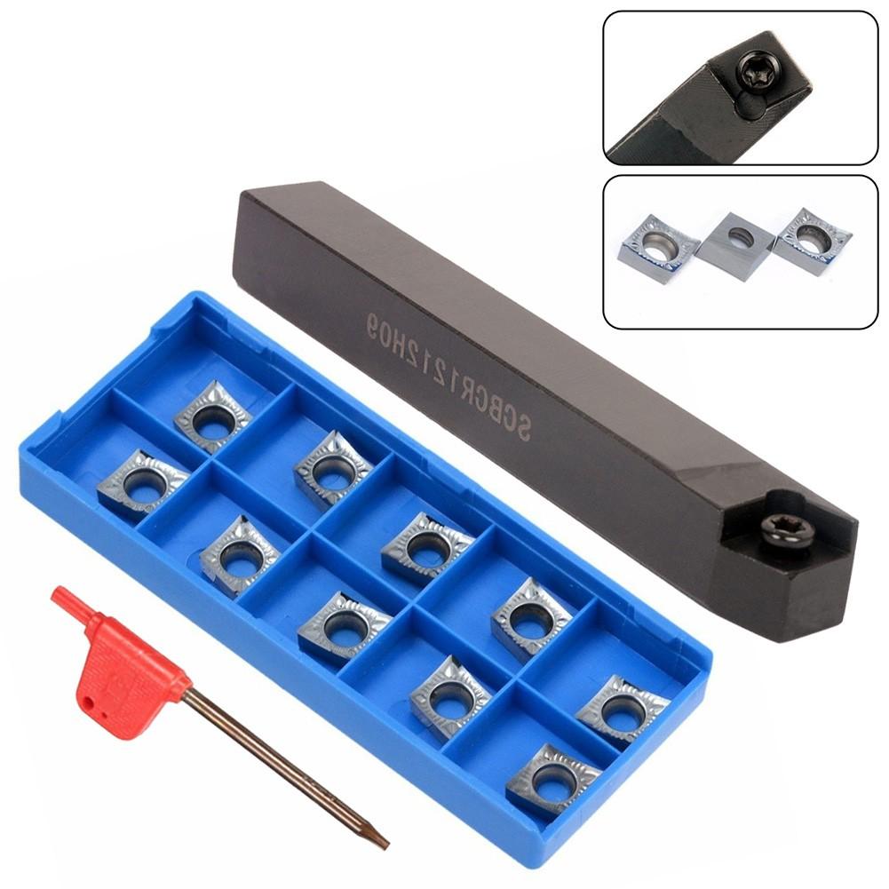 10Pcs CCGT09T304-AK H01 Aluminum Insert + 75° SCBCR1212 H09 Lathe Turn Tool Holder