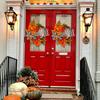40cm Maple Leaf Pumpkin Wreath Thanksgiving Garland Door Hanger Front Door Autumn Wreath for Thanksgiving Harvest Party Decor